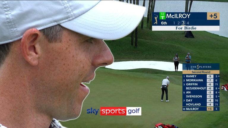 RORY MCILROY DEGREENS HIS BIRDIE PUTT ON SIXTH HOLE