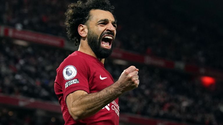 Mohamed Salah celebrates doubling Liverpool&#39;s lead
