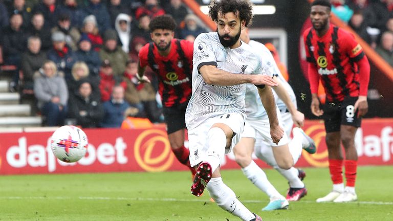 Mohamed Salah misses a chance to equalise, blazing his penalty wide of the goal