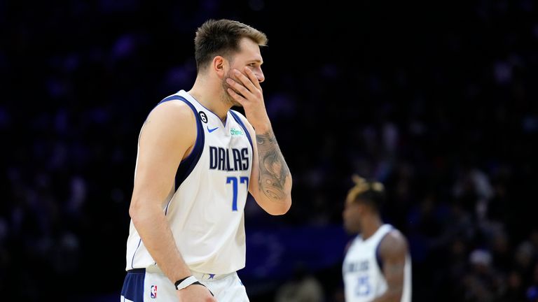 Dallas Mavericks' Luka Doncic reacts.