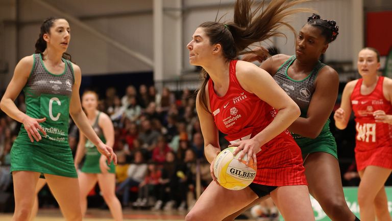 Strathclyde Sirens vs Celtic Dragons in Netball Super League (Pic credit - 
@c_fairweather)