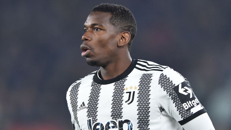 Paul Pogba during the Italian League match between Roma and Juventus at the Stadio Olimpico on March 5, 2023