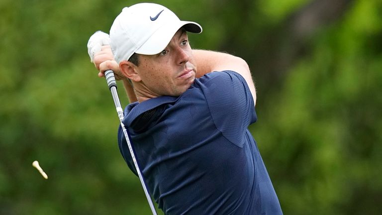 Rory McIlroy, of Northern Ireland, hits his tee shot on the second hole during the first round of the Dell Technologies Match Play Championship golf tournament in Austin, Texas, Wednesday, March 22, 2023. (AP Photo/Eric Gay)