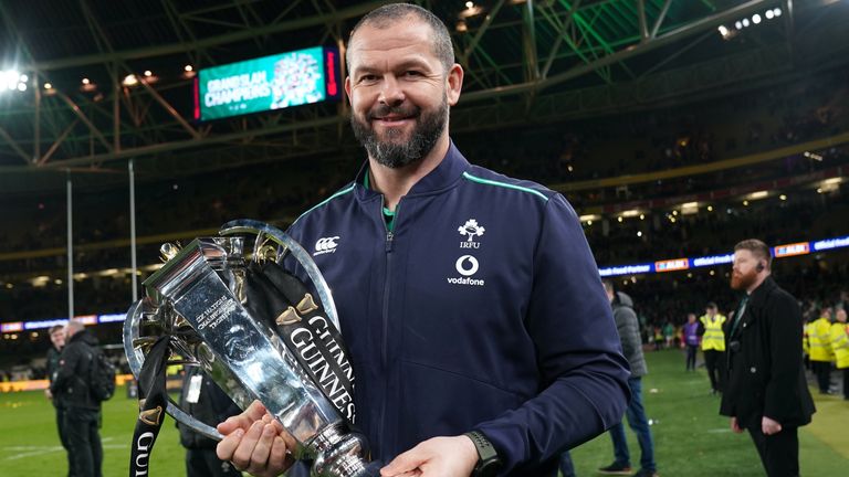 Ireland head coach Andy Farrell with the Six Nations trophy