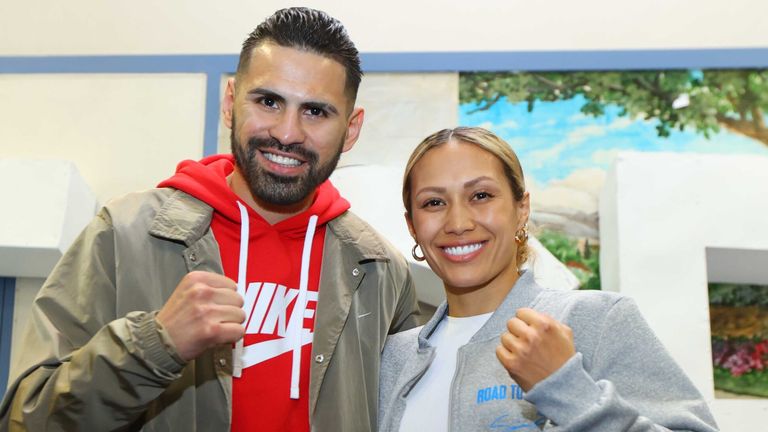 Seniesa Estrada fights on the same card the talented Jose Ramirez (left)