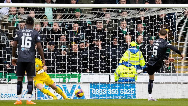 Mark O&#39;Hara converts a penalty to give St Mirren an early lead over Celtic