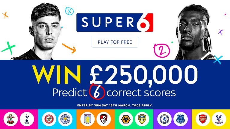 Another Saturday, another chance to win £250,000 with Super 6. Play for free, entries by 3pm.
