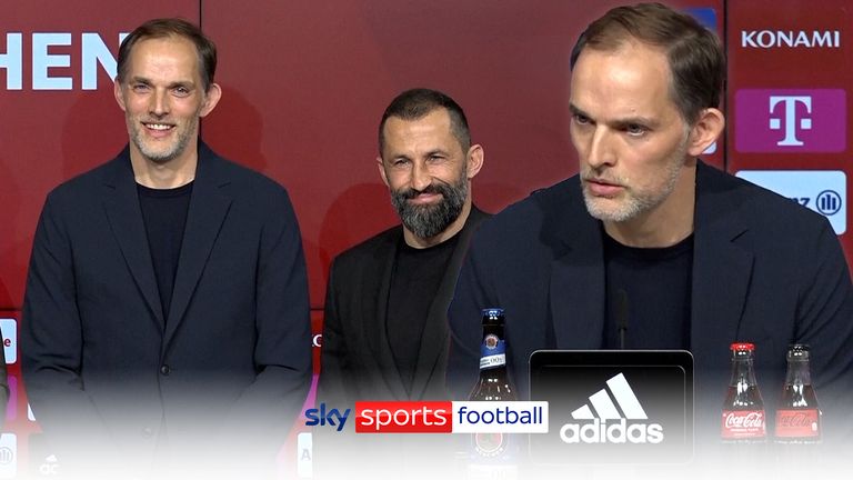 Thomas Tuchel speaking at his first press conference as Bayern Munich head coach