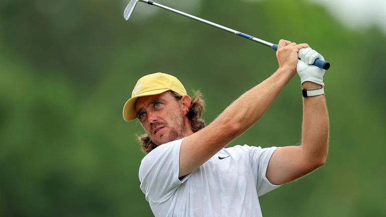 Tommy Fleetwood tees off on the second hole during the third round of the Valspar Championship