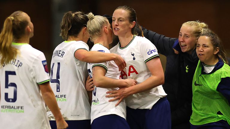 A wonder goal from Bethany England eased Tottenham&#39;s relegation fears with a vital 1-0 win over bottom club Leicester