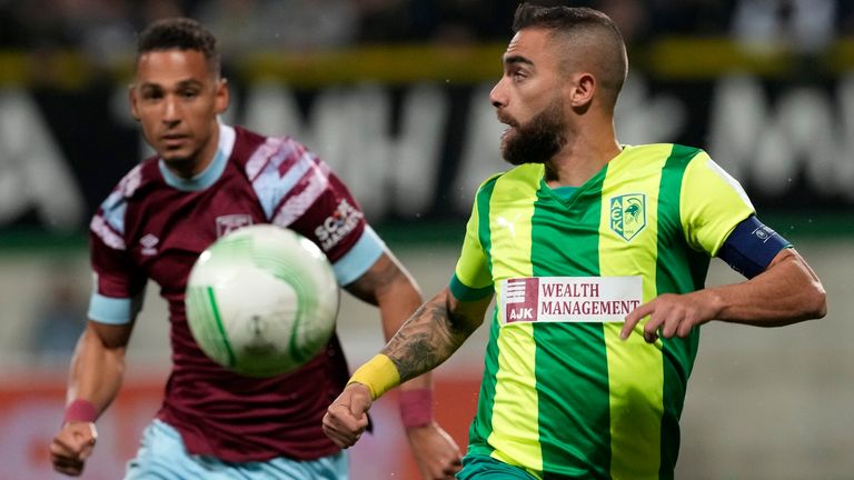 AEK Larnaca's Nikos Engelzou closes in on his team that tested West Ham