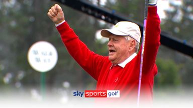 Nicklaus celebrates hitting opening shot at Masters!