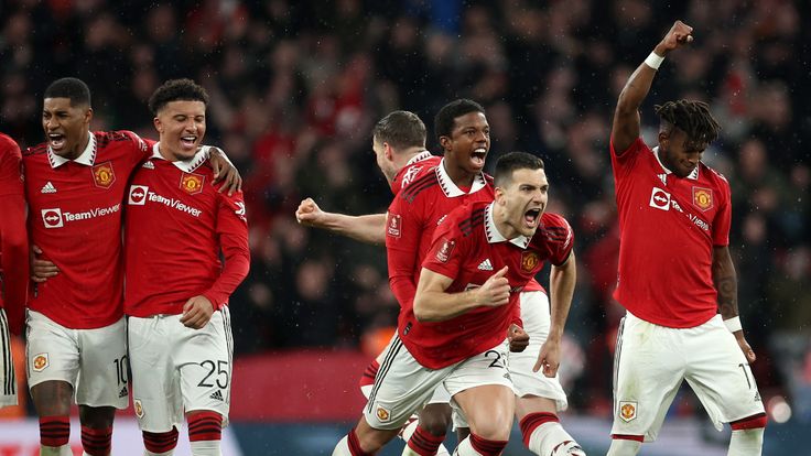 Manchester United reached the FA Cup final after beating Brighton on penalties at Wembley