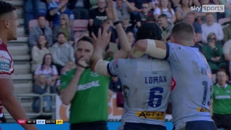 Jonny Lomax touched down impressively as St Helens got on the scoreboard to keep their hopes alive against rivals Wigan.