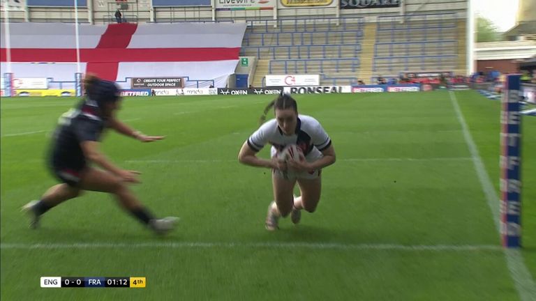 England capitalise on France's narrow defence by finding Burke out wide for the early try