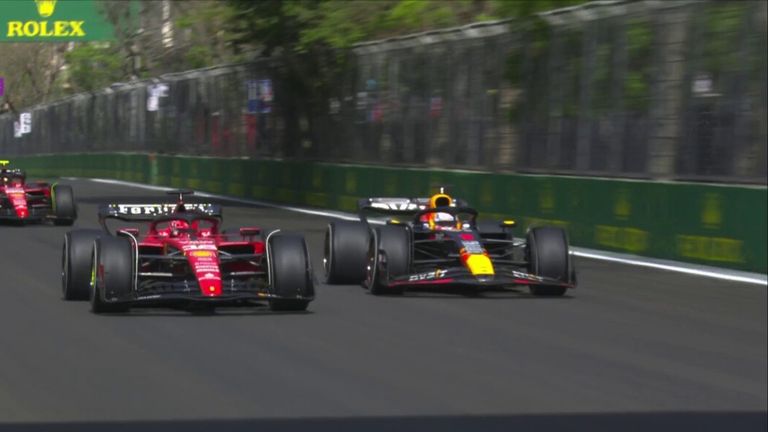 ‘¡Fabuloso movimiento!’  Verstappen y Alonso saltan después del reinicio del coche de seguridad