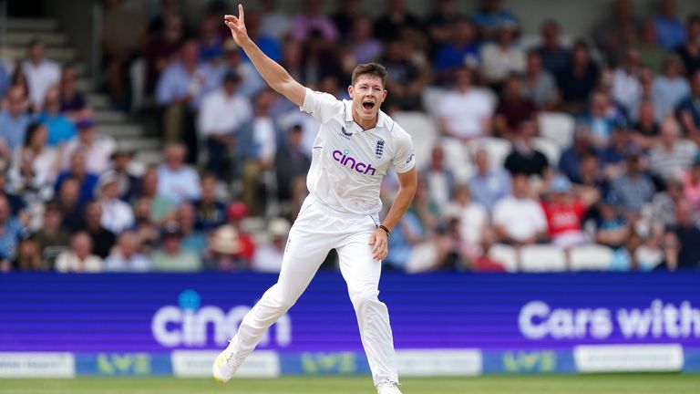 England&#39;s Matthew Potts celebrates the wicket of New Zealand&#39;s Tom Blundell (not pictured) during day two of the third LV= Insurance Test Series Match at Emerald Headingley Stadium, Leeds. Picture date: Friday June 24, 2022.