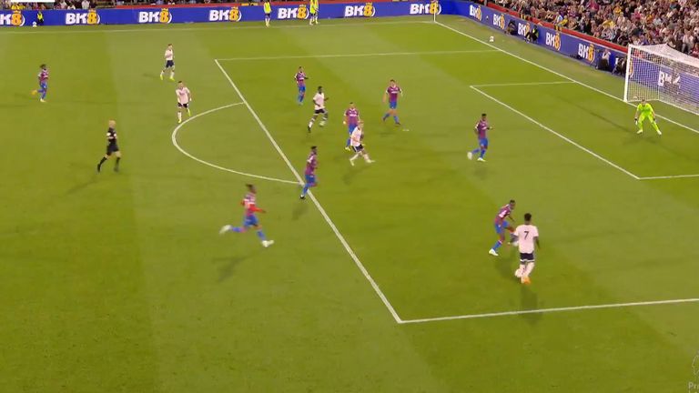 Arsenal's five-player attack in the build-up to their second goal in the opening day win at Crystal Palace