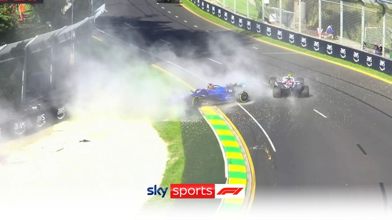 Alex Albon crashes out of the race and brings out the red flag at the Australian Grand Prix. 