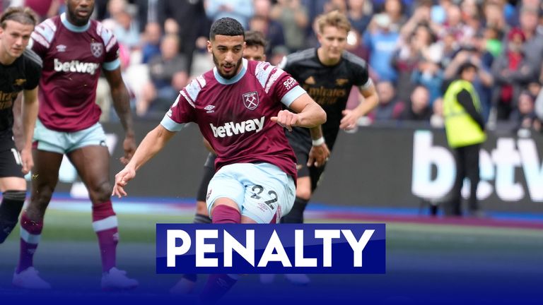 West Ham&#39;s Said Benrahma scores his side&#39;s opening goal