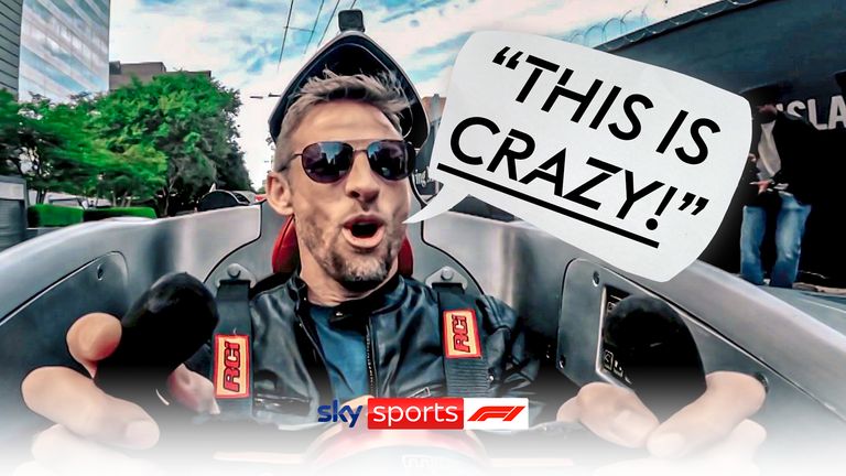Jenson Button drives through the streets of Melbourne in a F1 car!