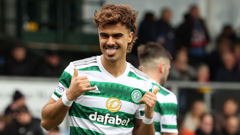 Jota celebrates after giving Celtic the lead from the penalty spot