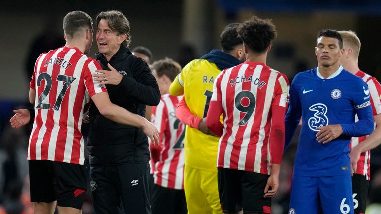 Thomas Frank celebrates Brentford's fine win