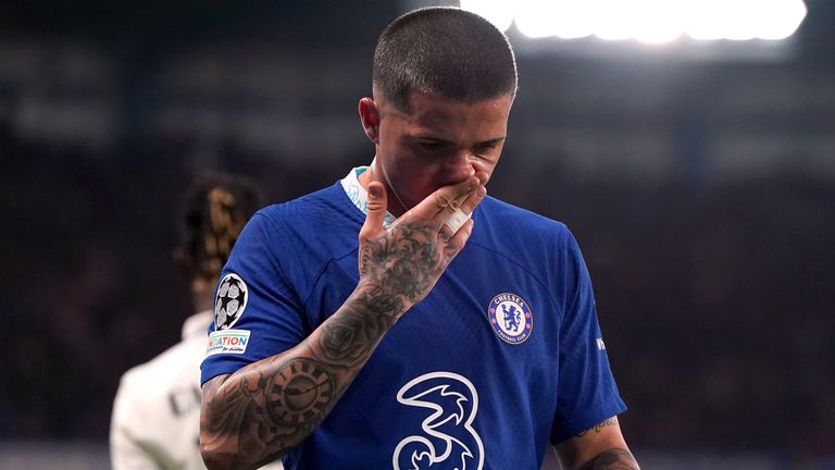 Chelsea's Enzo Fernandez shows his disappointment at Stamford Bridge