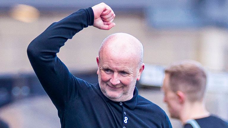 LIVINGSTON, SCOTLAND - APRIL 15: Livingston manager David Martindale at full time during a cinch Premiership match between Livingston and St Johnstone at the Tony Macaroni Arena, on April 15, 2023, in Livingston, Scotland.  (Photo by Roddy Scott / SNS Group)