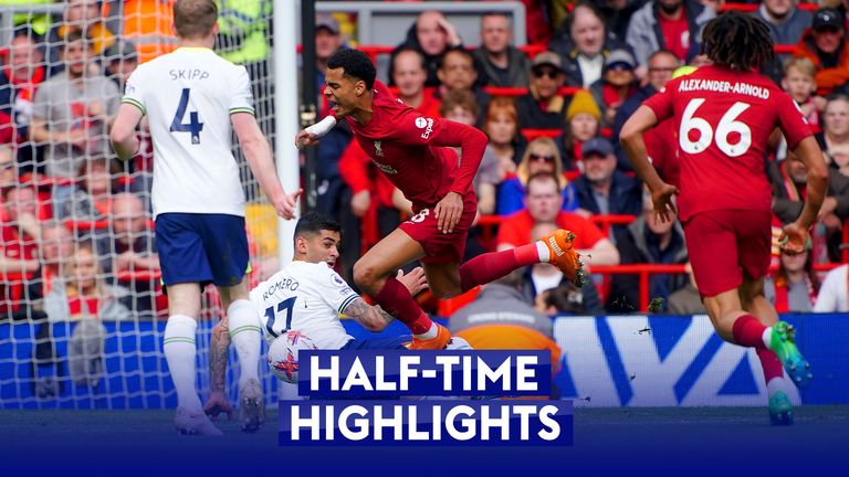 Highlights of the first-half between Liverpool and Tottenham in the Premier League.