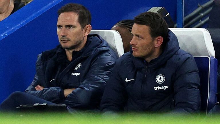 Frank Lampard looks downcast on the Chelsea bench