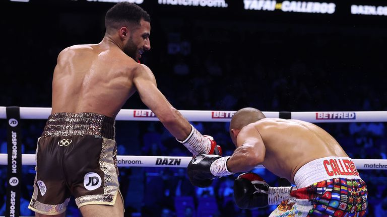 Olympic champ Yafai drops and stops Calleros in the Anthony Joshua undercard (Photos: Mark Robinson/Matchroom)