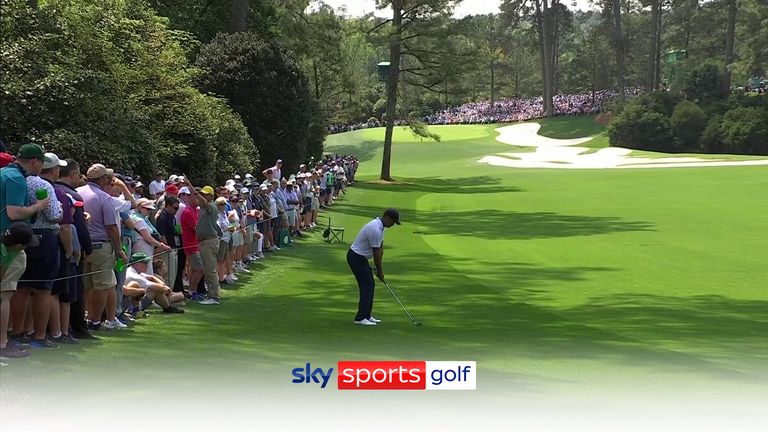 A moment of magic saw Tiger Woods land his second shot on the green at the 10th hole