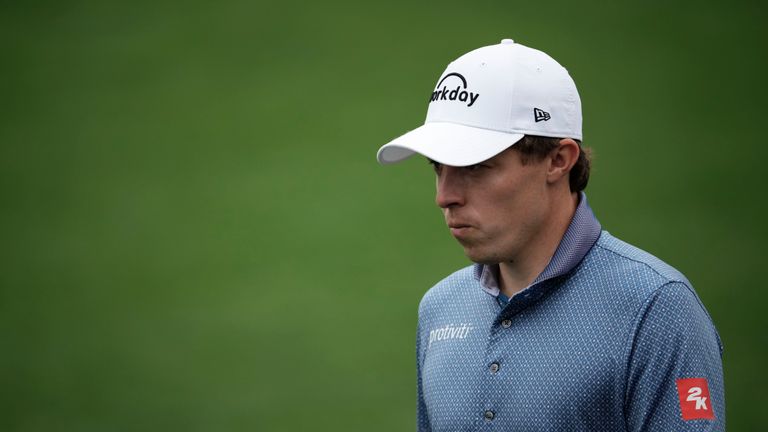 Matt Fitzpatrick, of England, works out on the range during a practice for the Masters golf tournament at Augusta National Golf Club, Tuesday, April 4, 2023, in Augusta, Ga. (AP Photo/Matt Slocum)