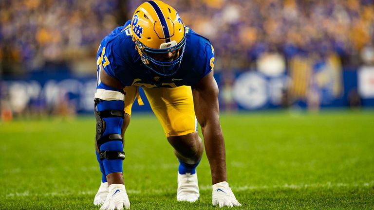 Pittsburgh's Baldonado in action against the West Virginia Mountaineers during the 2022 season 