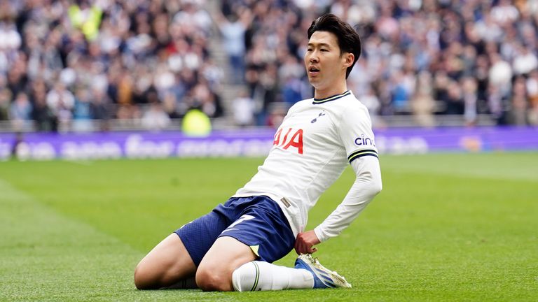 Heung-mon Son celebrates after opening the scoring