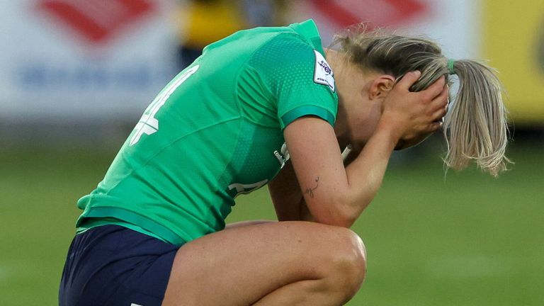 15 April 2023; Aoife Doyle of Ireland reacts following the Tik Tok Womens Six Nations Rugby Championship match between Italy and Ireland at Stadio Sergio Lanfranchi in Parma, Italy. Photo by Roberto Bregani/Sportsfile.