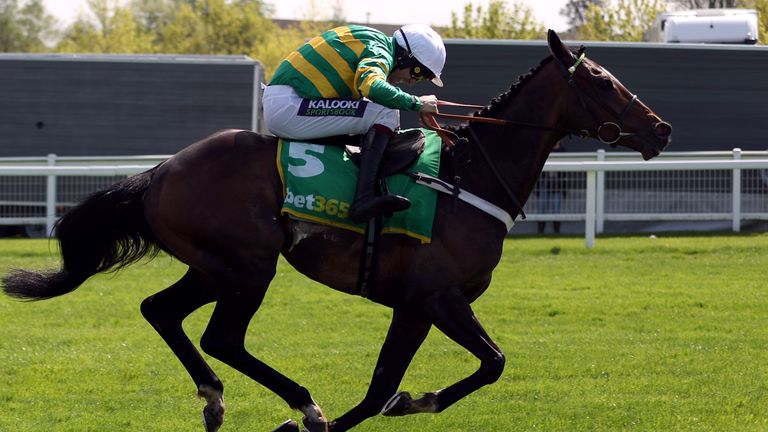 Jonbon and Aidan Coleman on the way to Celebration Chase victory at Sandown