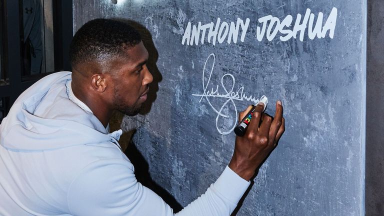 Anthony Joshua opening a new Under Armour store in Battersea. 