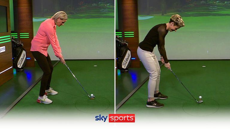 Kelly and Sue Smith took on the iconic par-three 12th in the Shot Centre ahead of The Masters