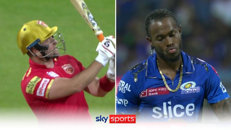 Liam Livingstone hits Jofra Archer for six in the IPL