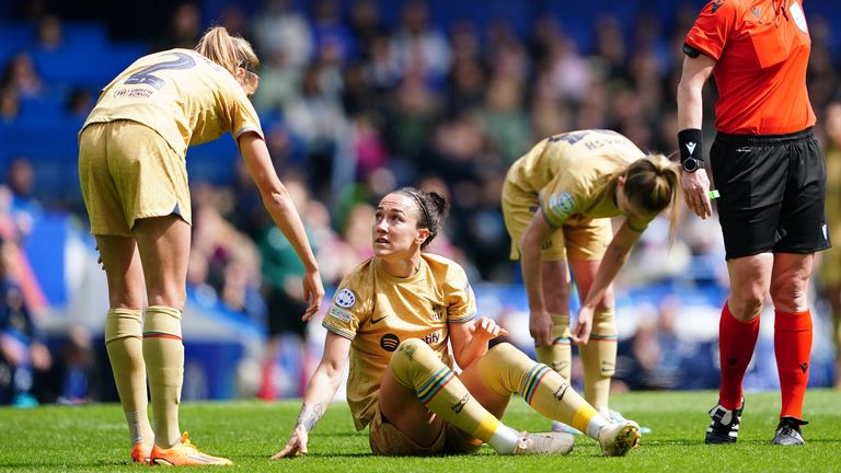 Lucy Bronze went down holding her knee