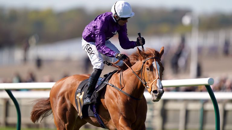 Mammas Girl and Sean Levey win the Nell Gwyn Stakes at Newmarket