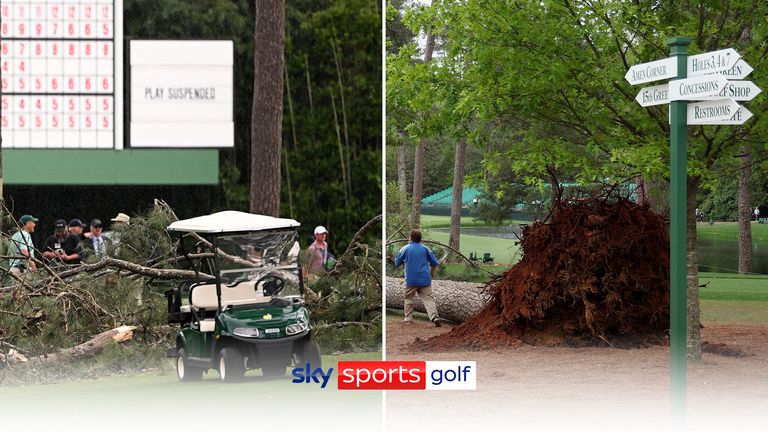 Masters second round suspended for day after strong storms down trees