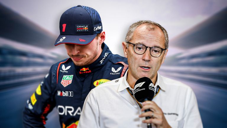 Red Bull's Max Verstappen and F1 president Stefano Domenicali