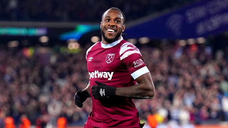 Antonio celebrates his second of the night