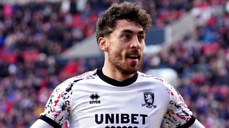 Matt Crooks celebrates his equaliser for Middlesbrough at Bristol City