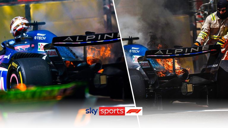 A red flag was brought out during first practice as Pierre Gasly&#39;s Alpine caught on fire, while Haas driver Kevin Magnussen got stuck at the first corner around the Baku City Circuit.