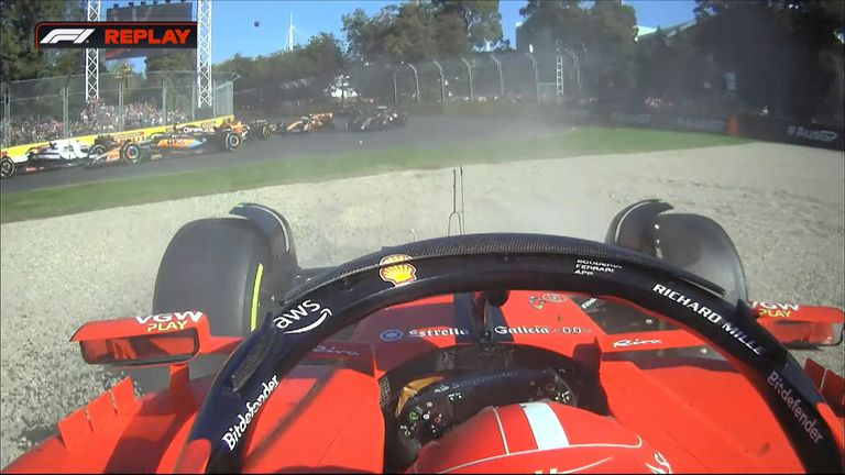 Lance Stroll hit Charles Leclerc as the Ferrari driver was taken out on the first lap in Melbourne.