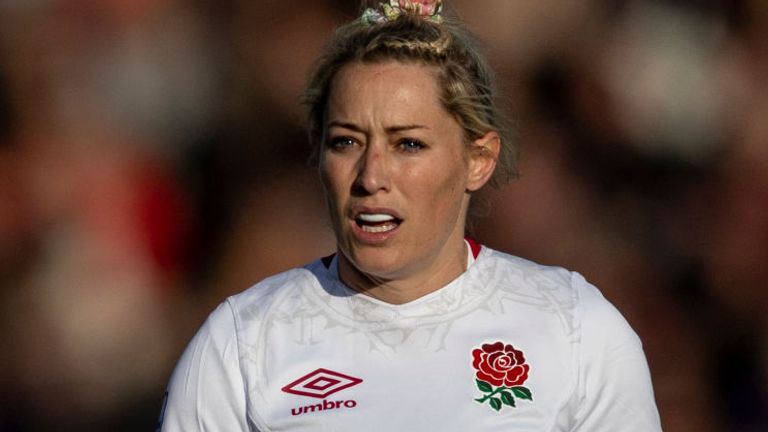 GLOUCESTER, ENGLAND - APRIL 09: England's Natasha Hunt during the TikTok Women's Six Nations match between England and Wales at Kingsholm Stadium on April 9, 2022 in Gloucester, United Kingdom. (Photo by Bob Bradford - CameraSport via Getty Images)                                                                                                                           